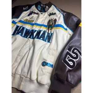 DC Comics Lot 29 Hawkman Super Powers Varsity Jacket Brown Cream Mens 2XL Vtg